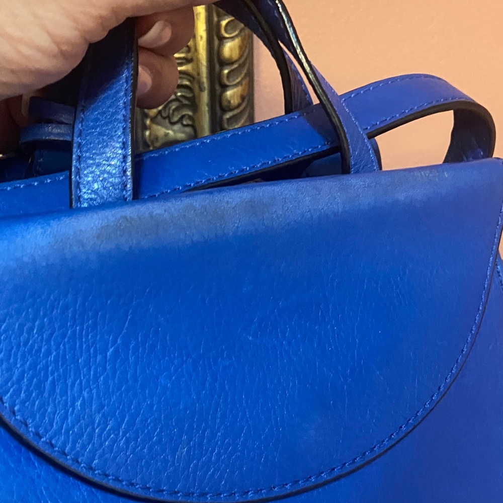 Kate Spade Blue Satchel with Patterned Bow - Picture 7 of 12